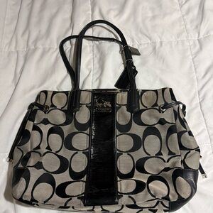 Coach Monogram Black and Cream Shoulder Bag